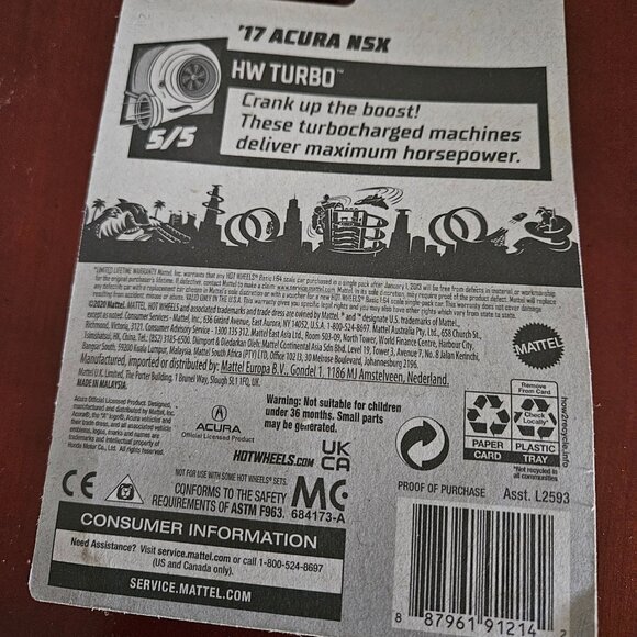 Hot Wheels '17 Acura NSX Hot Wheels Turbo.  #148/250.  ITEM #1925 - Picture 2 of 2